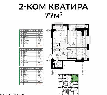 Продажа квартир: 2 комнаты, 76 м², Южная Магистраль Элитка, 17 этаж, ПСО (под самоотделку) — 3