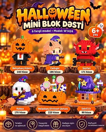 stitch oyuncaq: LELEBROTHER Halloween Mini Blok Dəsti – Model: W1424 6 fərqli model — 2