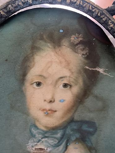ev dekor: Antik oval miniatür portret və ornamental çərçivə - Texnika — 2