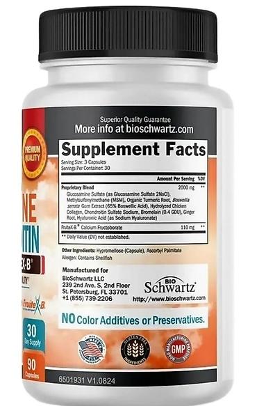 Gözəllik və sağlamlıq: BioSchwartz Maximum Strength Glucosamine MSM + Chondroitin (patentli — 2