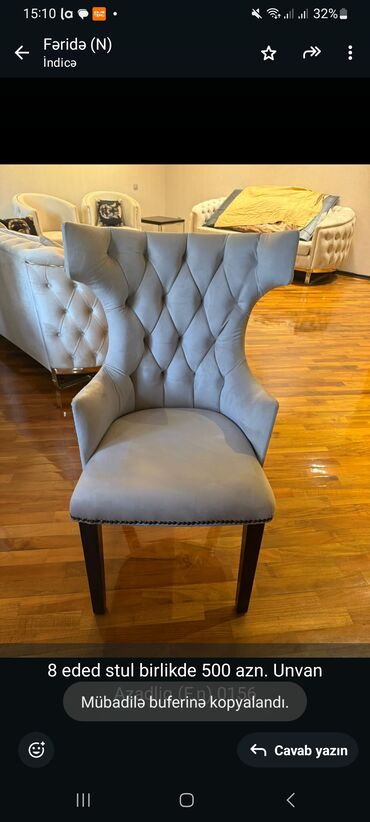 стол стул для кухни: 8 eded stul birlikde 500 azn. Unvan Azadliq (F.n) 0156