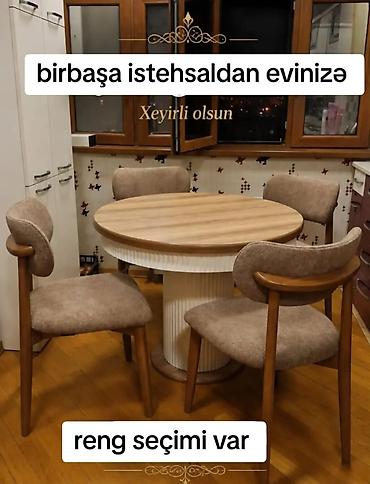 Mətbəx üçün, Yeni, Açılmayan, Yumru masa, 4 stul
