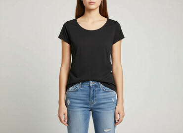 czarne t shirty damskie plus size: T-shirt damski, rozmiar S
