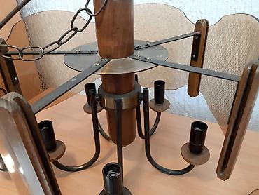 Rasveta: Luster mesing, drvo, staklo, 42cm Sirina lustera je 42cm, sa pet — 16