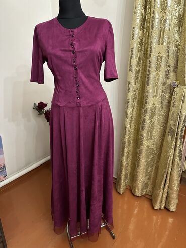 фиолетовое платье: Повседневное платье, Осень-весна, Длинная модель, Прямое, S (EU 36)