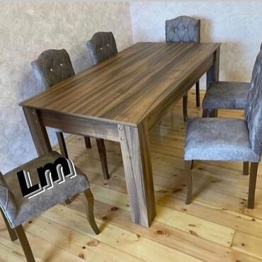 Комплекты столов и стульев: Для гостиной, Нераскладной, Прямоугольный стол, 6 стульев, Азербайджан