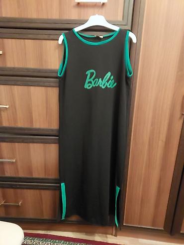 ev paltari: Qara rəngli uzun sleeveless paltar – “Barbie” yazılı - Model: uzun — 2