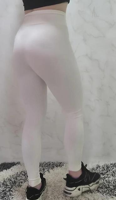 Helanke, biciklistički šortsevi: Ženske rebraste helanke – belo - Model sa V/“crossover” pojasom — 10