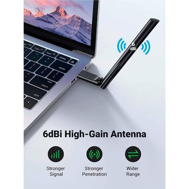 kompüterlərin alışı: UGREEN AC650 High-Gain Dual Band Wireless USB Adapter yenidir! Agzi