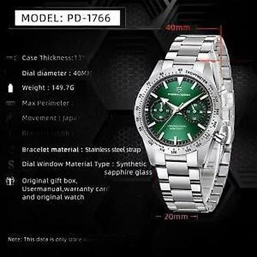 Ručni satovi: PAGANI DESIGN PD-1766 - 40mm - Zelena - Seiko mvmt Potpuno nov muški — 14