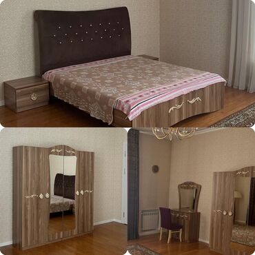 кровать купить баку: Двуспальная кровать, Трюмо, Шкаф, 2 тумбы, Б/у