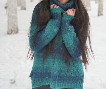 шубы из ламы: Кофта, M, One size, цвет - Синий