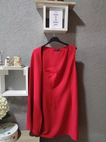 haljina od trikotaze: M (EU 38), color - Red, Oversize, Other sleeves