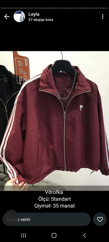 yun jaket modelleri: Məhsul təsviri: - Bordo rəngli idman vitrıovka (yüngül küləkkeçirməz