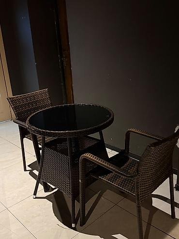 ucuz bağ evleri: 2 nəfərlik rattan terras/balkon dəsti 1 ədəd həsir masa + 2 ədəd — 1