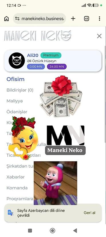 program teminati: Xidmət: Maneki Neko – onlayn biznes platforması Təsvir: - Maneki Neko — 1