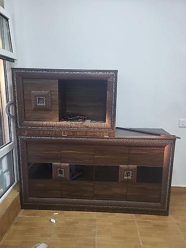 Bufetlər: Klassik dizaynlı taxta bufet/vitrin dəsti - Material: ağac teksturalı — 4
