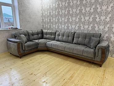 Künc divan – geniş və komfortlu L şəkilli model - Rəng: tünd-boz, mat