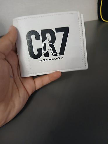 Portmone, pulqabıları: Ağ rəngli “CR7 RONALDO7” dizaynlı kişi pulqabısı - Material: süni — 2