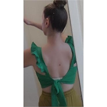 labrador baletanke: Shein Zeleni ženski crop top na bretele sa volančićima S/M NOVO - — 2