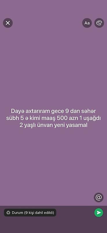 17 yas is elanlari: Dayə tələb olunur, Gecə növbəsində iş — 1