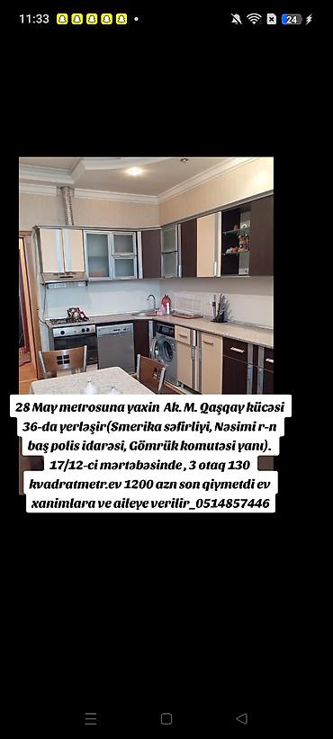 Kirayə mənzillər: 28 May metrosuna yaxin Ak. M. Qaşqay kücəsi 36-da yerləşir(Smerika — 1