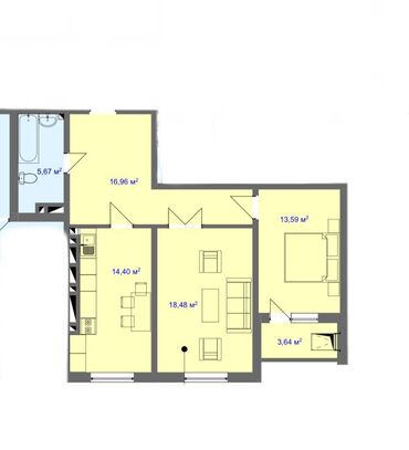 лев толстой панфилова: 2 комнаты, 73 м², Элитка, 11 этаж, ПСО (под самоотделку)