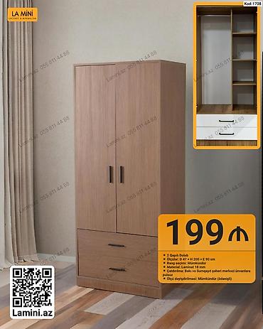 Mebel: İki qapılı geyim dolabı - Ölçülər: Dərinlik 47 sm × Hündürlük 200 sm — 1