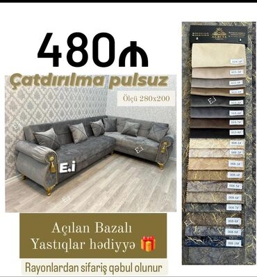 Divanlar: Künc divan, Yeni, Açılan, Bazalı, Parça, Şəhərdaxili pulsuz çatdırılma
