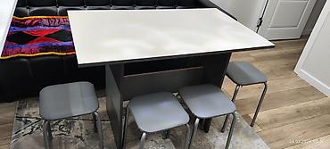 small table: Обеденная группа: прямоугольный стол + 4 табурета - Столешница — 1