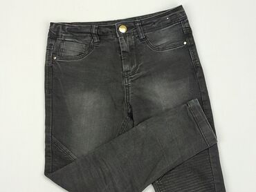 czarne spodnie bojówki: Spodnie jeansowe, 8 lat, 122/128, stan - Dobry
