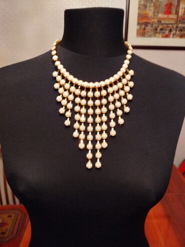 Bijuteriya dəstləri: Qadın bəzək dəsti və boyunbağılar - Çoxqatlı boyunbağı: Yüngül krem — 11