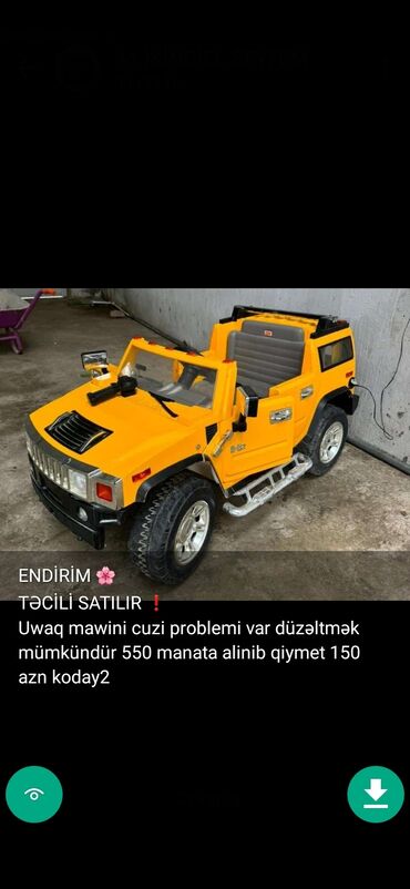 Uşaq üçün elektrik maşınları: Uşaq masinlari elektrikli masinlar matasikllar qiymetler melumatlar — 6