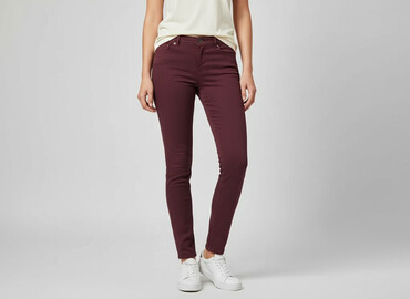 bordowe jeansy damskie: H&M, Jeansy damskie, rozmiar L