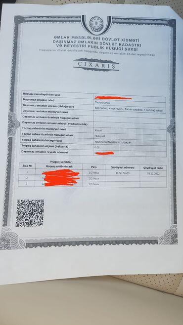 дачные земельные участки: 6 sot, Tikinti, Kupça (Çıxarış)