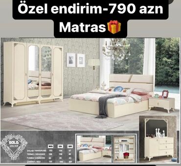 kreslo yatağı: İkinəfərlik çarpayı, Dolab, Termo, 2 tumba, Azərbaycan, Yeni