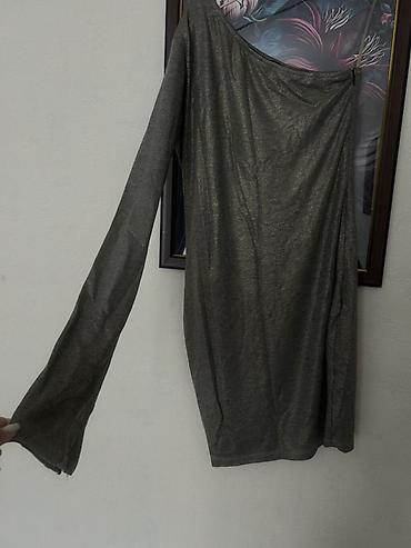 mini yupqa: Qadınlar üçün tək çiyinli mini don - Rəng: tünd boz/metallic effektli — 1