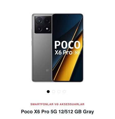 Poco: Poco X6 Pro 5G, 512 GB, rəng - Boz, Zəmanət