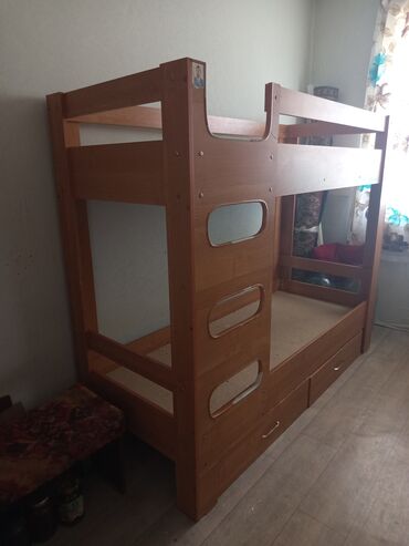 двуярусный кровать: Двухъярусная детская кровать, ЛДСП, цвет - Коричневый