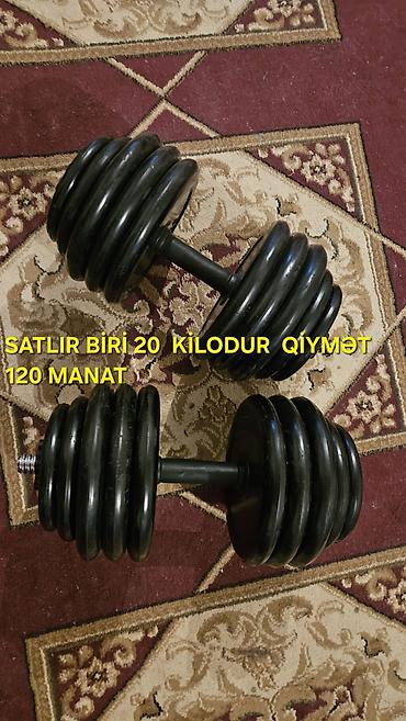 velosibet type 1: Satılır: təkəlli qantel dəsti (tənzimlənən lövhəli) - Çəki: hər biri — 1