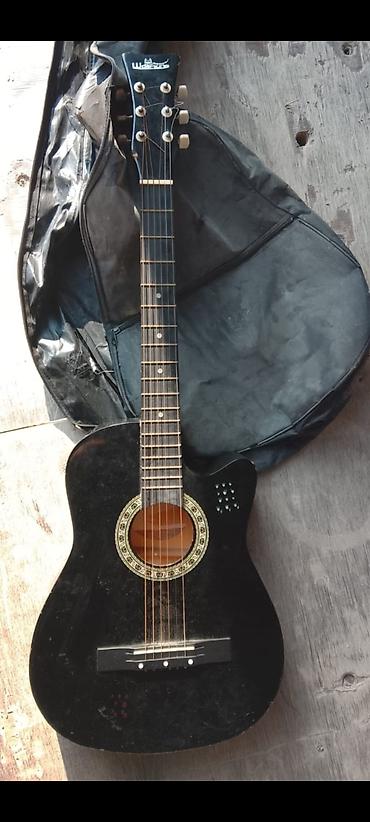 kitar: Winston akustik gitara – qara rəng, kəsikli (cutaway) korpus dizaynı — 1