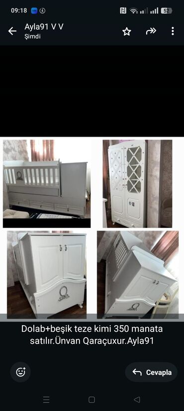 Digər uşaq mebeli: Dolab+beşik teze kimi 350 manata satılır.Ünvan Qaraçuxur.Ayla91 lalafo.az -da Digər uşaq mebeli: Dolab+beşik teze kimi 350 manata satılır.Ünvan Qaraçuxur.Ayla91