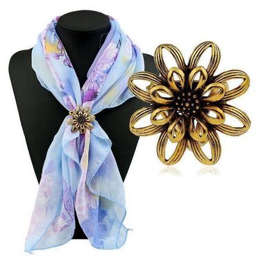 теплый шарф: Брошь для шарфа, элегантная в форме металлического цветка