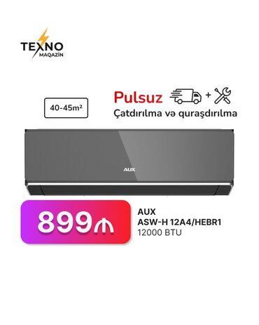 Kondisioner AUX, 40-45 kv. m, Kredit yoxdur, Pulsuz quraşdırılma