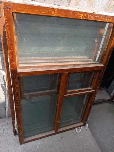 рамы со стеклами: Деревянное окно, Комбинированное, цвет - Коричневый, Б/у, 143 *92, Самовывоз