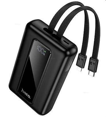 iphone cable: Внешний аккумулятор Hoco (черный) - Встроенные два кабеля: USB‑C и — 2