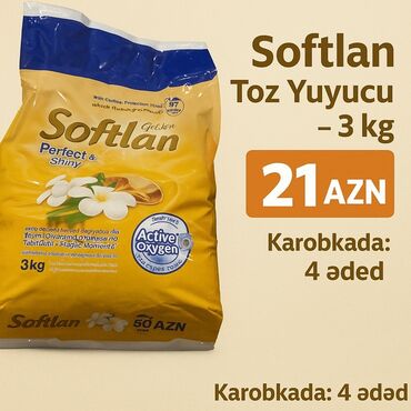 бал мед: Softlan Golden Perfect & Shiny toz yuyucu vasitə, 3 kq-lıq