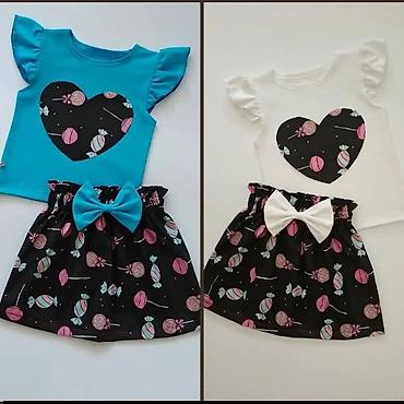 Kompleti: 👗 Cena kompleta (majica + suknja): 2.400 din💥 📏 Veličine: 1, 2, 4, 6 — 14