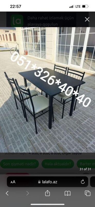 Bağ, çöl oturacaqları: Yeni, Sadə stul, Metal, Azərbaycan — 28