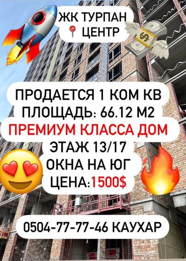 Продажа участков: 1 комната, 66 м², Элитка, 13 этаж, ПСО (под самоотделку)